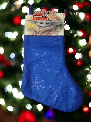 RUZ BABY YODA* GROGU* THE CHILD* Christmas Character Stocking #2, BLUE Felt 13''