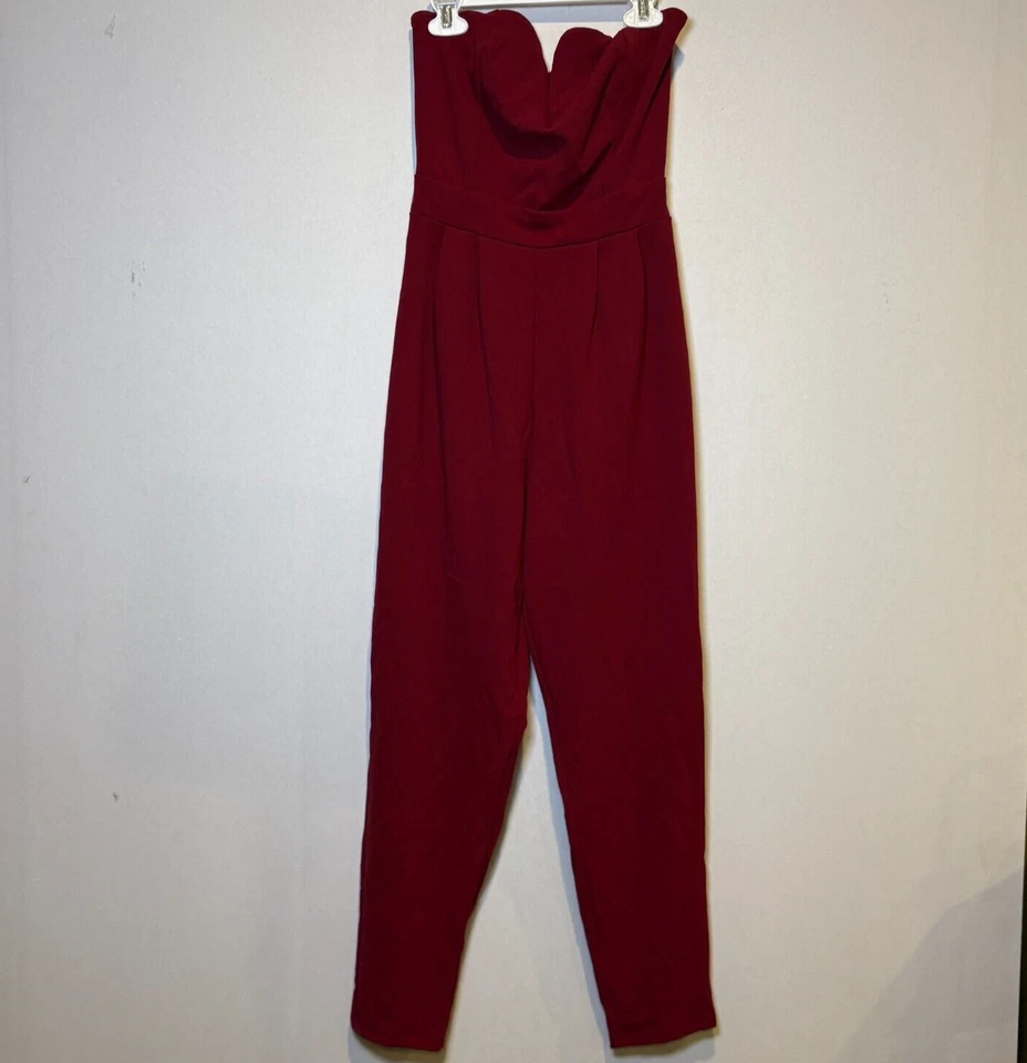 Mono LOVE CHESLEY Sin Tirantes Cintura Alta Cónico Para Mujer Pequeño Rojo/Retroglam Usado en Excelente Condición Foto 2 de 4