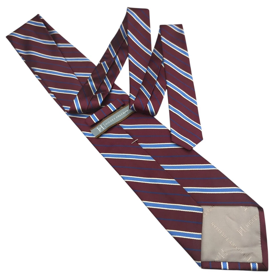 Corbata de Colección Seda Repp Preppy Ivy League Regimiento Borgoña Azul Blanco 57.75"x3.5" Foto 2 de 4