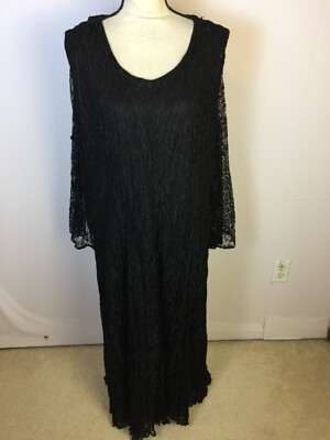Vintage 90s Lola P 2pc Midi Dress & Jacket 2X Womans Plus Black Lace Flowy  Boho | eBay