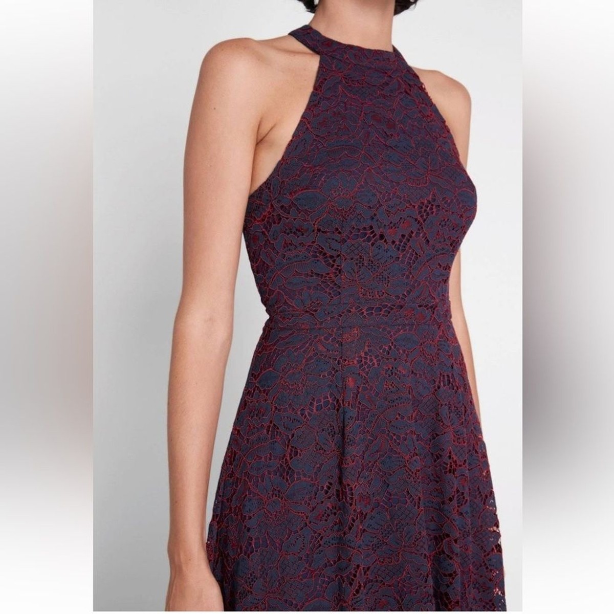 long floral halter dress Indigo shades of blue rose halter neck dress M