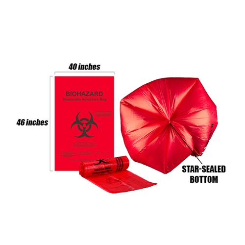RED BIOHAZARD BAGS: DISPOSABLE AUTOCLAVE BAGS IN 4 SIZES FOR MEDICAL - Afbeelding 3 van 3