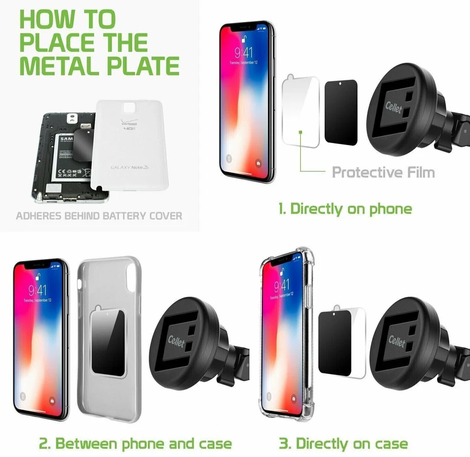 Adjustable Car Air Vent Cell Phone Holder Mount Universal Magnetic Cradle - Image 2 of 2