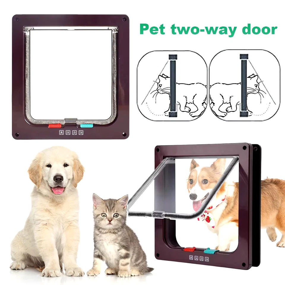 GATTAIOLA PORTA PER GATTI CANI BASCULANTE VARIE MISUR GRANDE BIANCA MARRONE NERA - Immagine 3 di 4