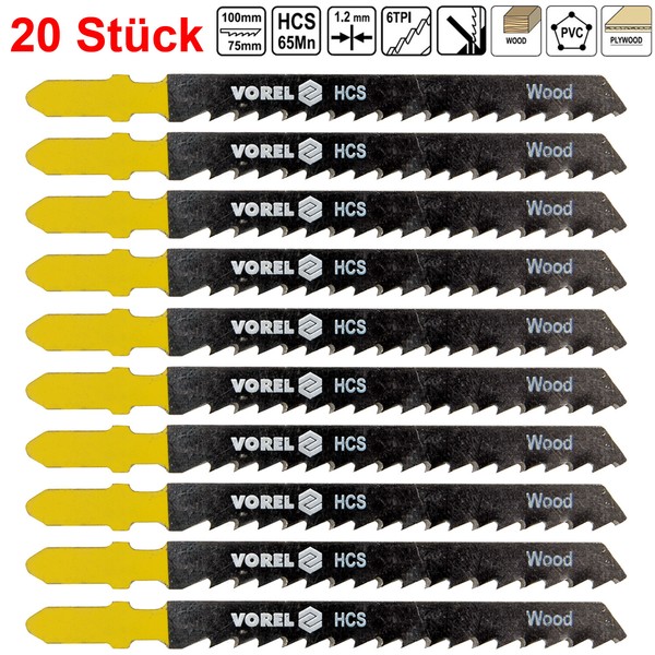 20X StichsäGebläTter StichsäGeblatt T-Schaft HCS Holz 100Mm 6TPI FüR AEG Bosch-image