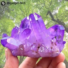 Natural Blue Purple Crystal Quartz Cluster Stone Mineral Healing Specimen Decor