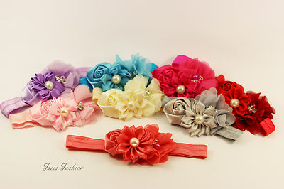 Silbernes Strass-Blumen Stirnband Für Damen – Elastisches Haarband Mit Glitzer