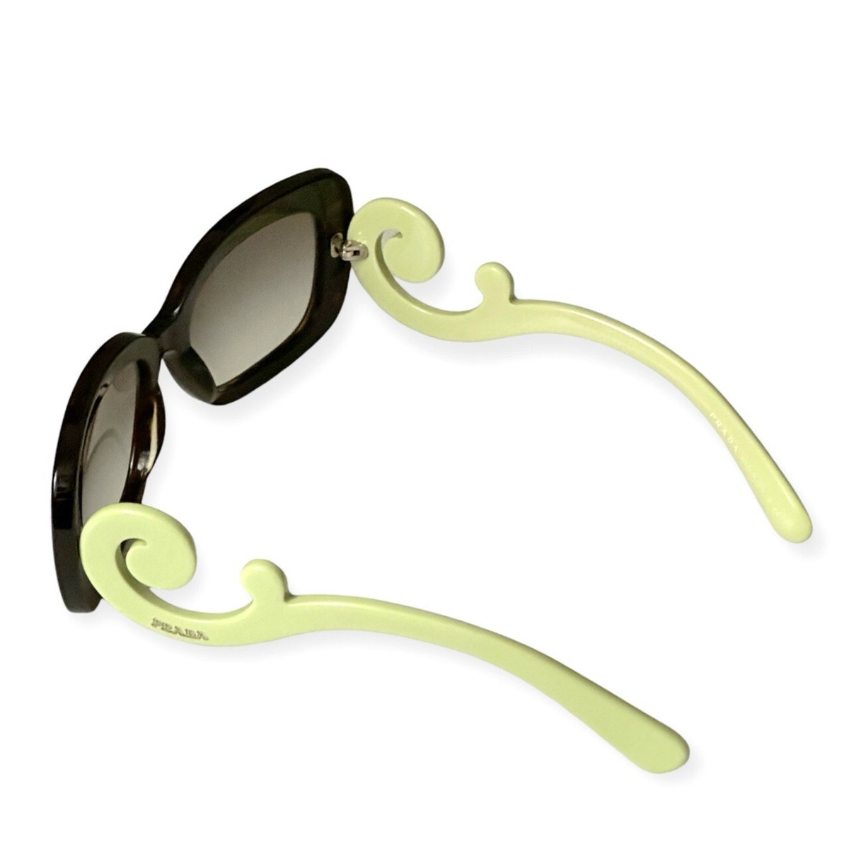 RARE Prada Baroque Lime Green Square Sunglasses And Case | eBay
