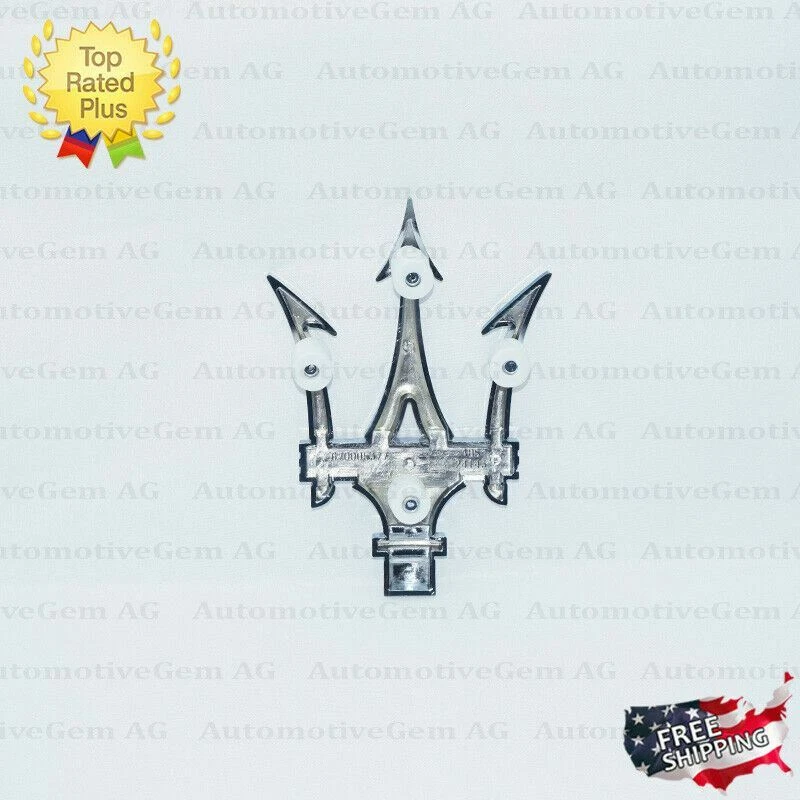 Maserati Front Grille Emblem Chrome Trident Logo Badge Radiator Symbol 670005377 - Image 2 of 4