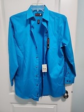 J. Ferrar Mens Slim Stretch Long Sleeve Button Shirt 15- 15 1/2 32-33 Teal Blue