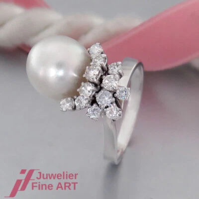 Bague - 1 perle de culture d'eau douce - 12 brillants (diamant) env. env. 0,5... - Photo 1/4