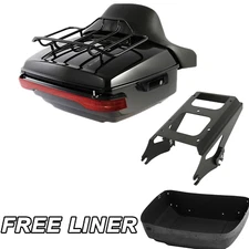 Black King Trunk Pad Mount Rack Tail Light Fit For Harley Touring 2009-2013