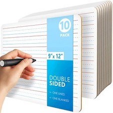 10 Pack Lined Dry Erase Boards 9"x12" Double-Sided Classroom  Student Set