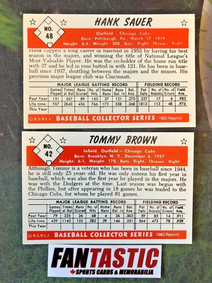 1953 Bowman - C.C.C. Reprint (Color 1983) YOU PICK Chicago Cubs - Image 2 of 2