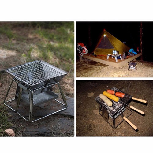 Outdoor BBQ Grill Oven Set BBQ Grill Small Barbecue Camping Burner Family Party - Picture 11 of 13