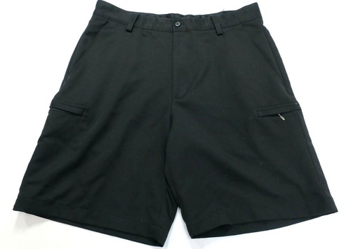 Izod Golf Mens Black Flat-Front 
