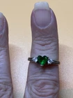Sterling Silver 925 Green Heart Stone Ring Vintage Sz 8.25 NR