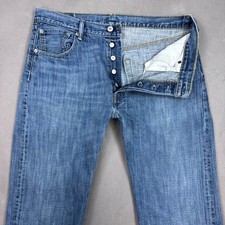 Levis 501 Jeans Mens 36x32 Blue Denim Pants Faded Distressed Work Button Fly
