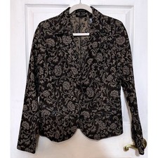 90s Liz Claiborne Axcess Stretch Material Floral Print Dark Gray/Green Blazer 12