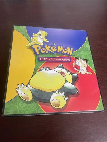 Vintage WOTC Pokemon Trading Card Game 3 Ring Binder Snorlax, Meowth TCG!