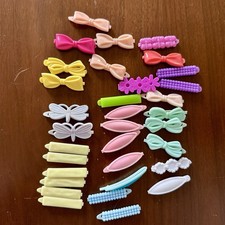 Vintage Plastic Barrettes Lot Goody Butterflies Bows Girly Cutie Hair Acessory
