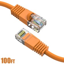 100FT Cat5E RJ45 Ethernet LAN Network UTP Snagless Patch Cable Copper Orange