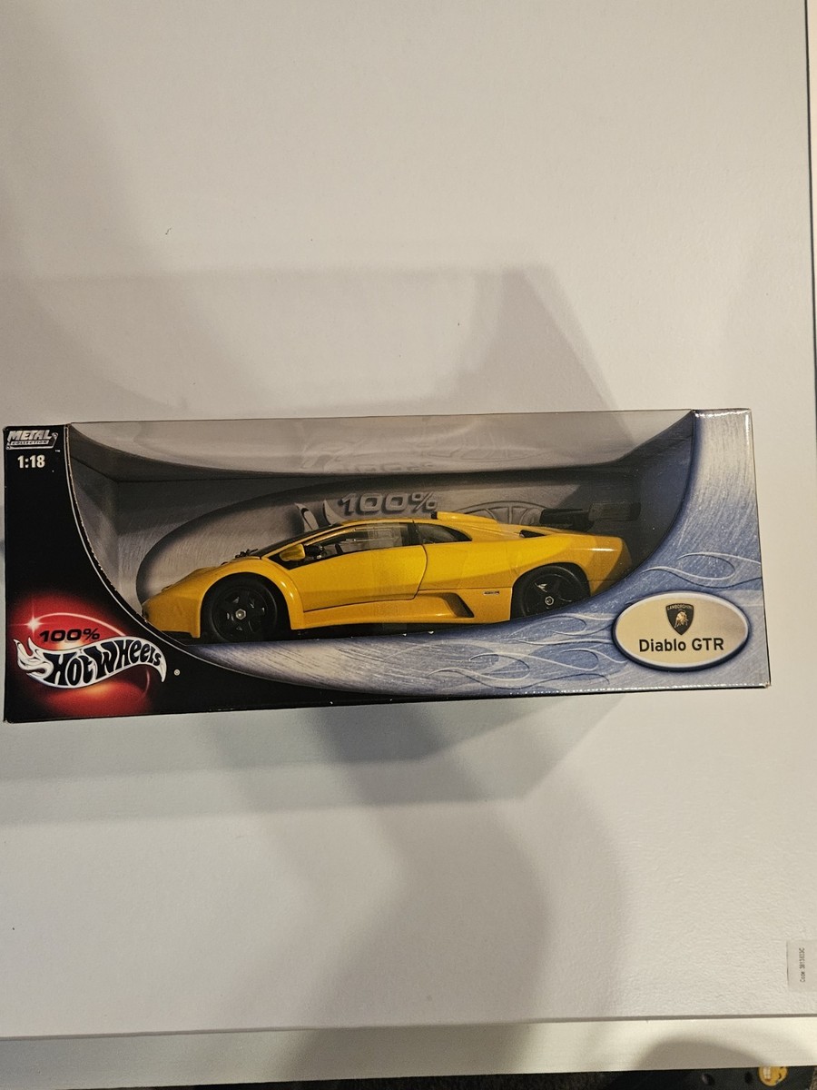 100% Hot Wheels Lamborghini Diablo GTR 1:18 Scale Diecast Yellow