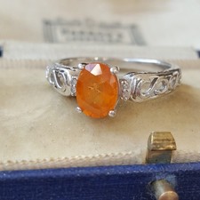 Sterling Silver 925 Ring Orange Kyanite & Zircon Gemstones Jewellery UK Size R