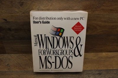 Microsoft MS-DOS and Windows for Workgroups Full Version w/Manual New Sealed