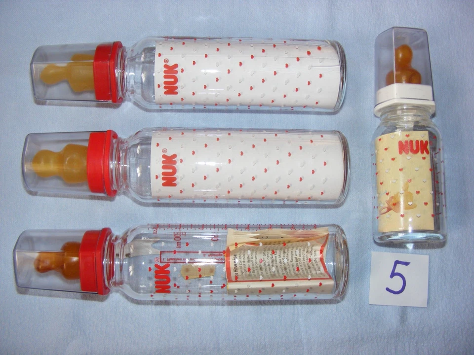4 NUK Babyflaschen aus Glas mit Herzchen-Motiv  aus Sammlungsauflösung Nr. 5 - Bild 3 von 4