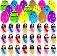 24 Prefilled Easter Eggs with Mini Jesus Figurines for Kids' Egg Hunts
