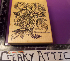 PSX K-1277 PEONY FLOWER BOUQUET RUBBER STAMP MISSING WORDS CREAKYATTIC