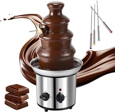 HAMON 4 Tier Chocolate Fountain Machine with 4 Skewers, UK Plug 220V