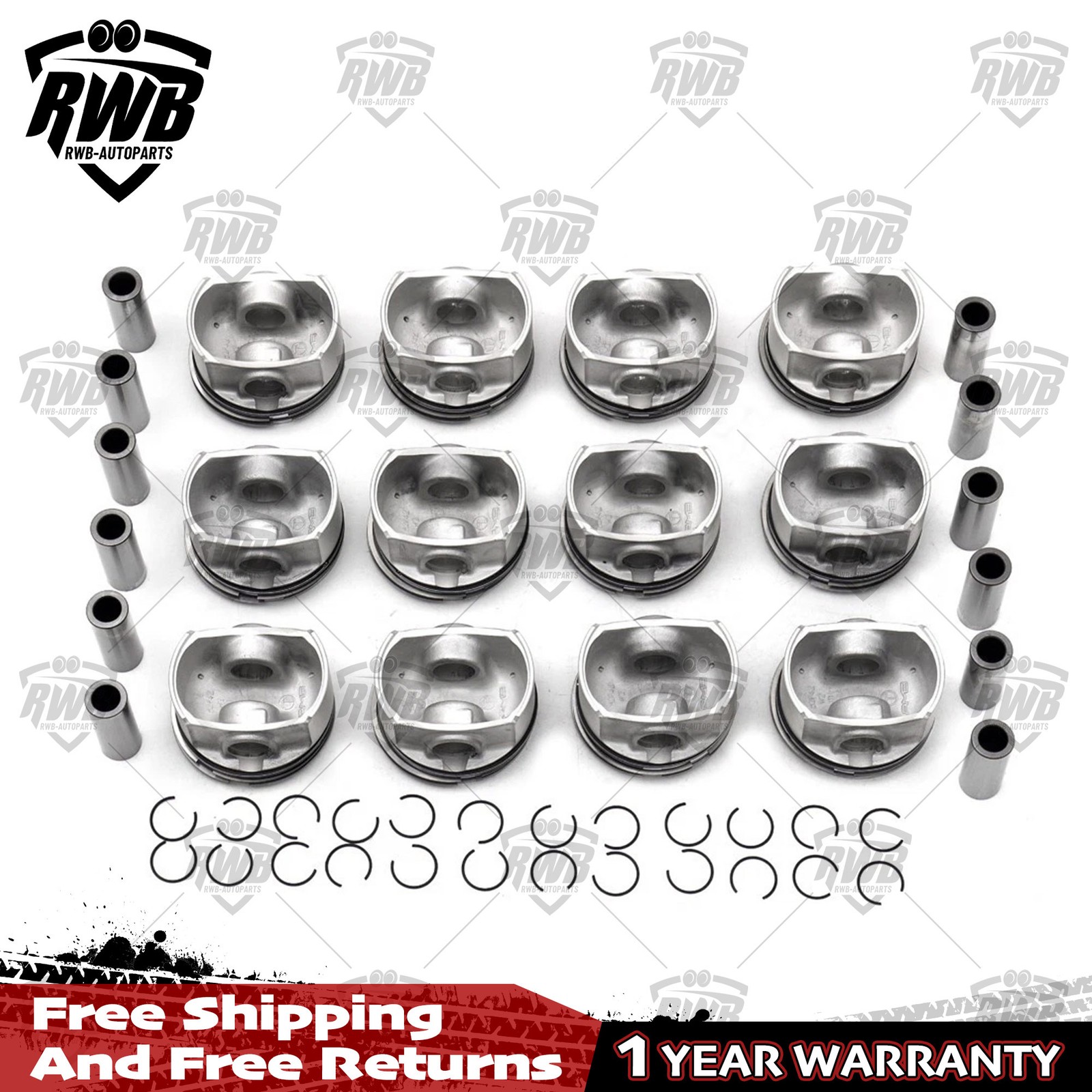 12x Pistons Rings Set STD For Mercedes-Benz S650 S65 AMG W222 W221 M275 6.0 V12