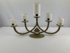 Vintage 5-armiger Kerzenleuchter goldfarben Metall Messing inkl. EIKA Kerzen