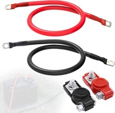 Battery Cable 2ft Black Red Power/Ground Cord, Copper Clad Aluminium 4AWG-2FT