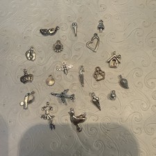 Silver Style Metal Charms Lot Variety Jewelry Making Crafting Pendants 19pc