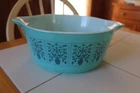 Vintage Pyrex-Saxony Tree of Life Casserole Dish-475-B 2 1/2 QT Turquoise No Lid