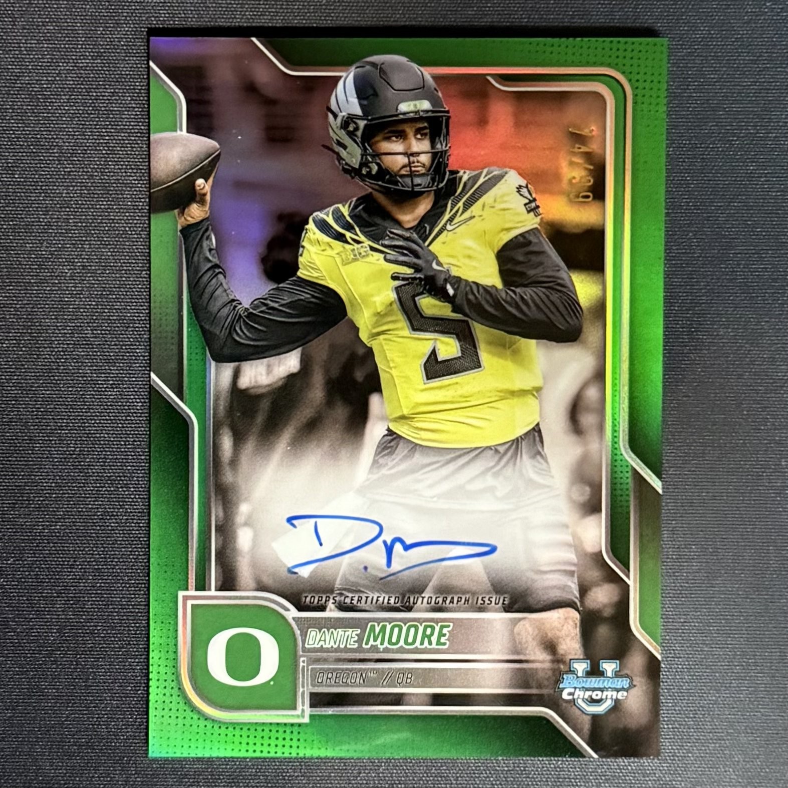 2025 Bowman University Chrome Dante Moore Auto Green /99 #BCA-DAM Oregon Ducks