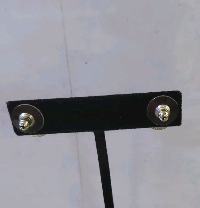 Minimalist Black Onxy Silvertone Earrings 10mm - Image 2 of 4