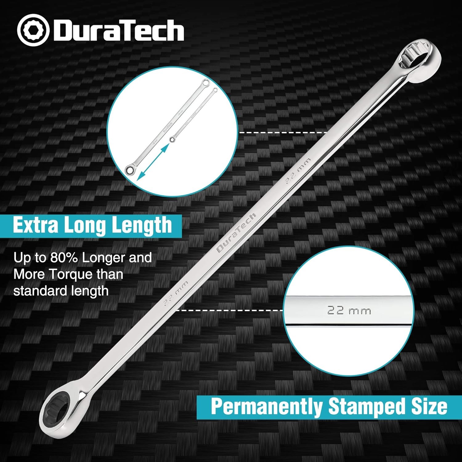 DURATECH Extra Long Ratcheting Wrench Set, Double Box End Wrench Set, Metric