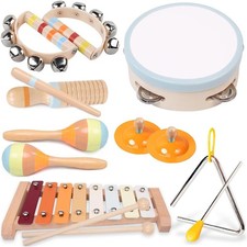 Baby Musical Instruments-Wooden Montessori Musical Toys for Toddlers 1-3, INL...