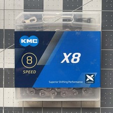 KMC X8 8-Speed Steel Bicycle Chain Silver/Gray 116 Links Shimano SRAM Compatible