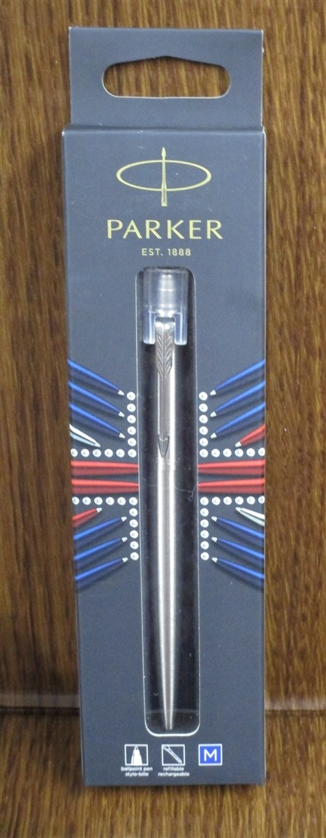 Parker Jotter Ballpoint Medium Pen Blue Ink Stainless Steel JOT SS CT BP M