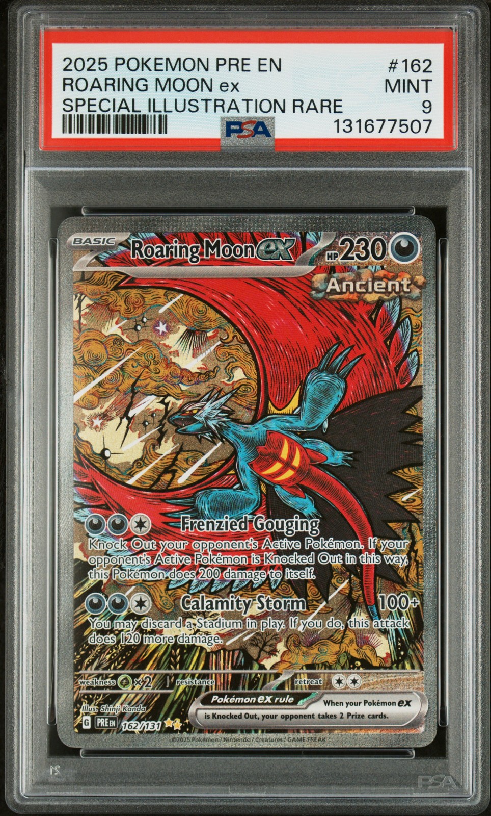 2025 POKEMON PRE EN-PRISMATIC EVOLUTIONS #162 ROARING MOON EX PSA 9