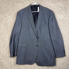 Jos A Bank Sport Coat Blazer Mens 46L Gray Window Pane Wool Silk