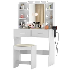 Vanity Desk Makeup Vanity with Large Mirror and 3 Color Light Options Table Set
