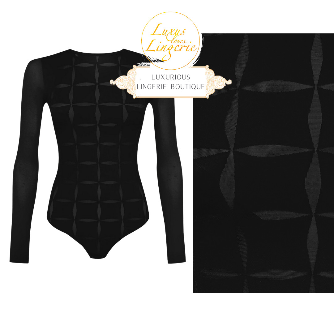 Anniversary String Body by Wolford Black Long Sleeve Transparent Design