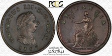 1807 Great Britain King George III Farthing 1/4D PCGS AU 55