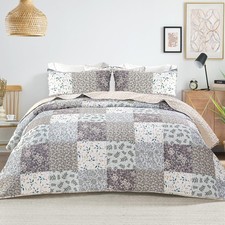 Whale Flotilla Patchwork Quilt Twin Size Extra Soft Boho Floral Bedspreads For
